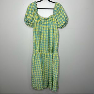 Zara Blue and Yellow Checkered Dress